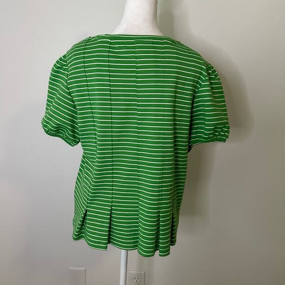 Maeve Anthropologie green & white striped short sleeve top size L - Picture 4 of 13